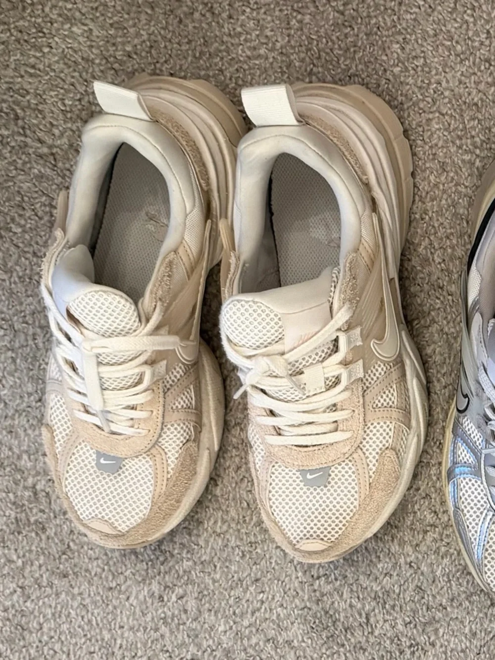 Beige Mesh Sneakers with Subtle Logo - Picture 2 of 4